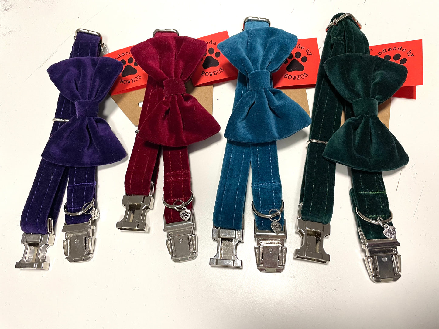 Velvet Bow Tie Dog Collar - Various Colours