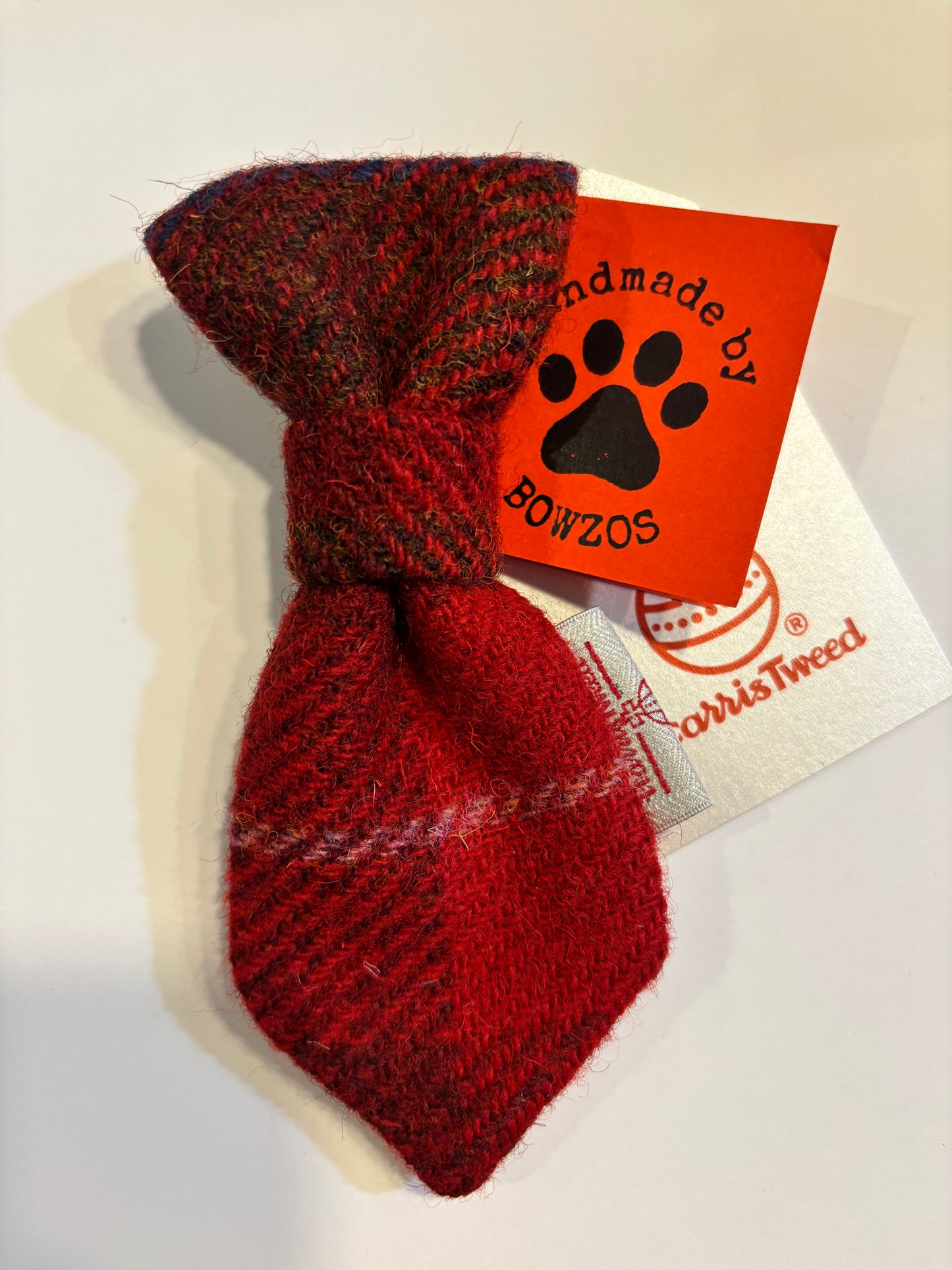 (Blair) Bowzos Harris Tweed® Dog Tie - Dark Red Check - BOWZOS