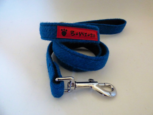 (Bonnie) Harris Tweed Dog Lead - Blue - BOWZOS