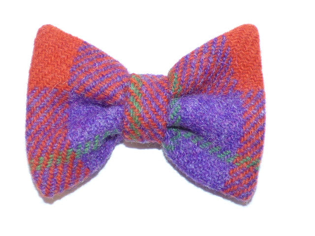 (Dunoon) Bowzos Bow - Harris Tweed Red/Purple Check - BOWZOS