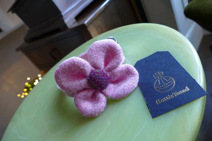Bright Harris Tweed Flower Collar Accessory - Various Colours - BOWZOS