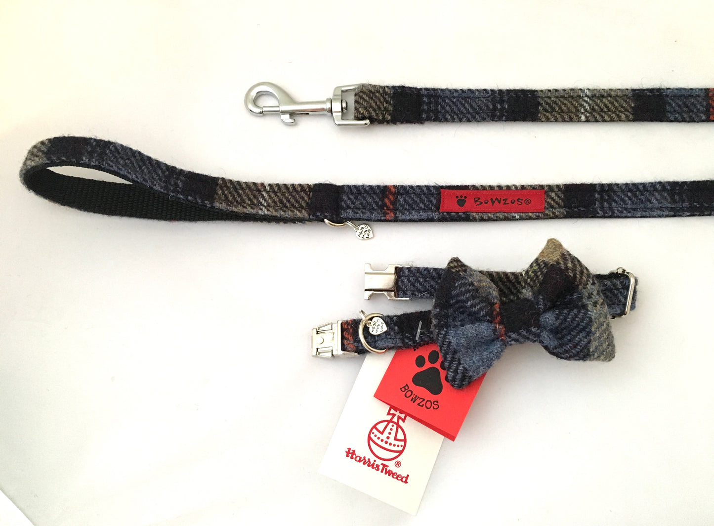 Harris Tweed® Bow Tie Dog Collar & Lead Set - MacKenzie Tartan