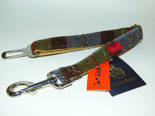 Harris Tweed Dog Seat Belt - Macleod Tartan - BOWZOS