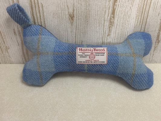 (Edinburgh) Bowzos Harris Tweed Squeaky Bone Toy - Baby Blue - BOWZOS