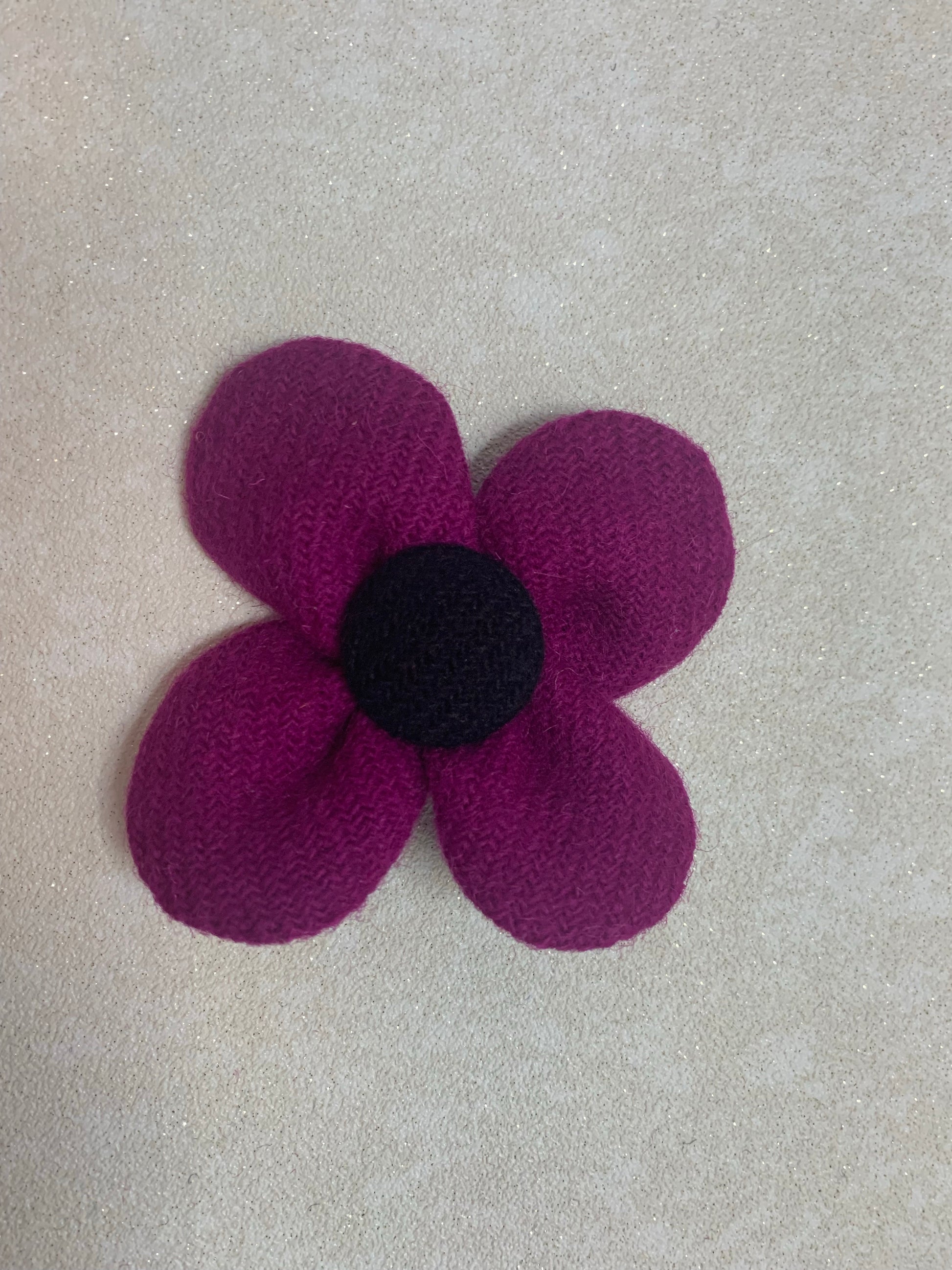 Harris Tweed Flower Dog Collar - Fuchsia - BOWZOS