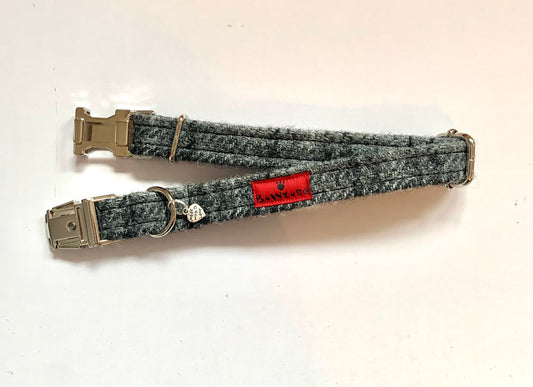 (Greyfriars) Harris Tweed® Dog Collar  - Grey Check