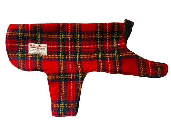 (Red Stewart) Harris Tweed Dog Coat - Red Stewart Tartan - BOWZOS