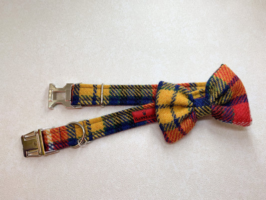 (Bute) Harris Tweed Bow Tie Dog Collar - Tartan - BOWZOS