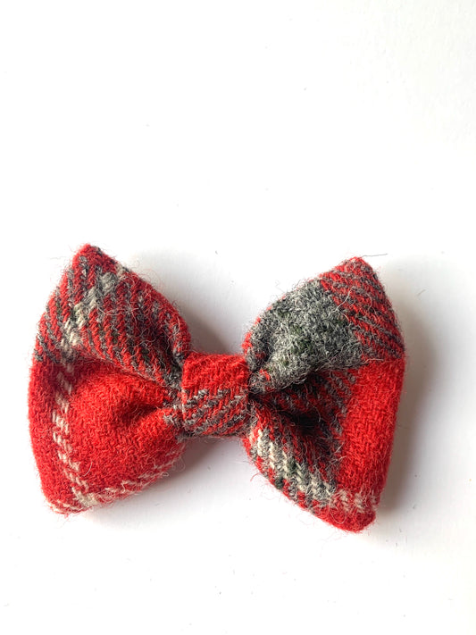 (Brodie) Bowzos Bow - Harris Tweed® Red/Grey Check