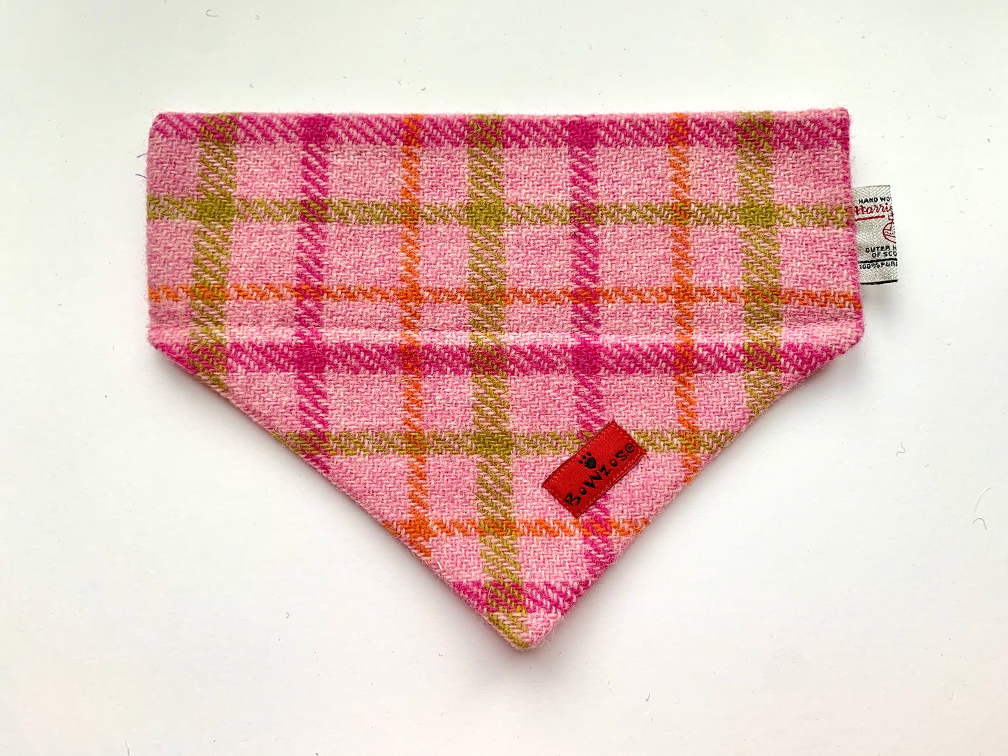 (Isla) Bowzos Harris Tweed® Bandana - Baby Pink Check