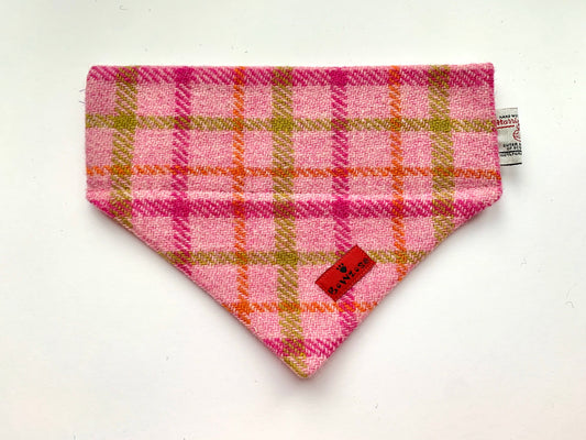 (Isla) Bowzos Harris Tweed® Bandana - Baby Pink Check