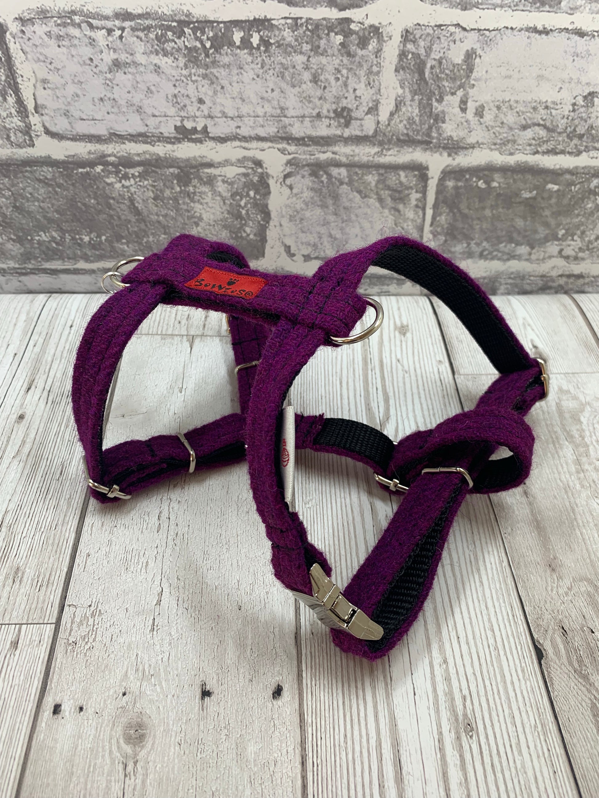 (Caledonian) Harris Tweed Harness - Dark Purple - BOWZOS
