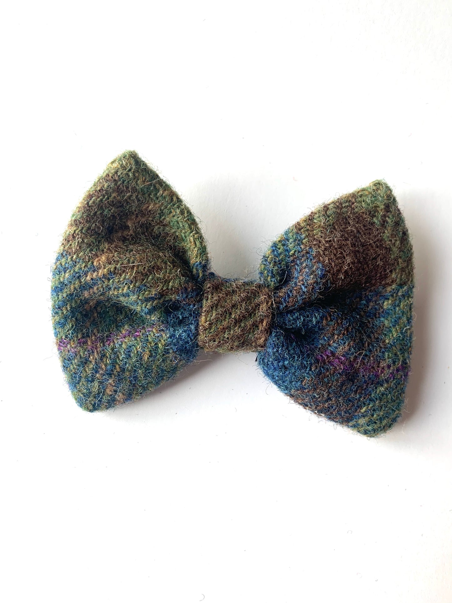 (Inverary) Bowzos Bow - Harris Tweed® Khaki & Blue Check