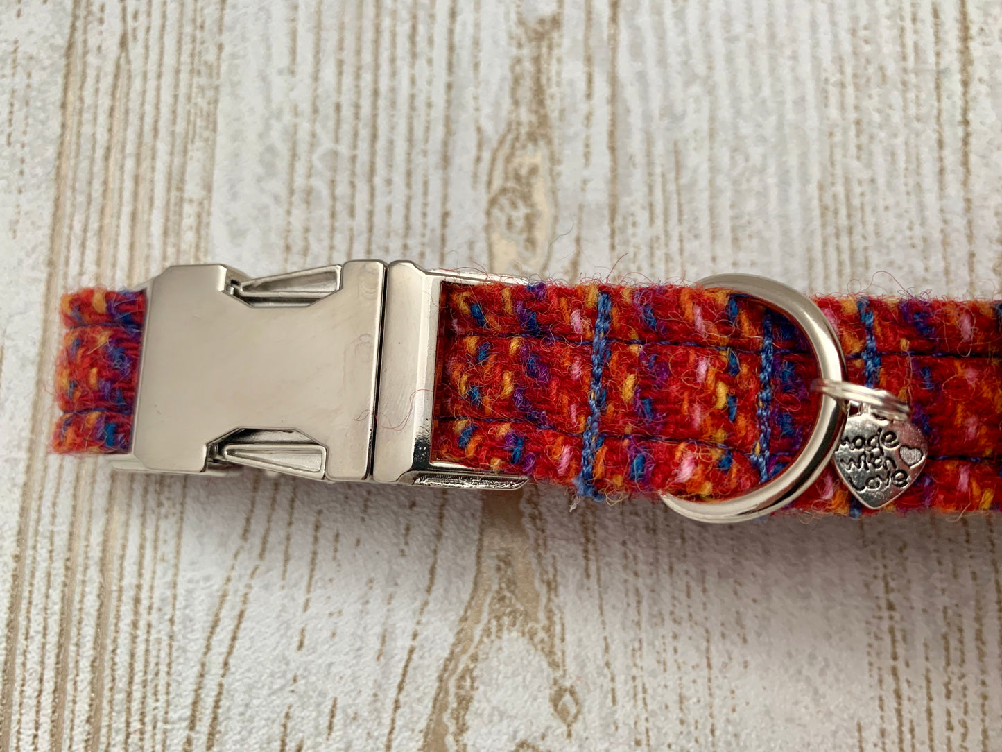 (Kelburn) Harris Tweed Bow Tie Dog Collar - Red Kaona - BOWZOS