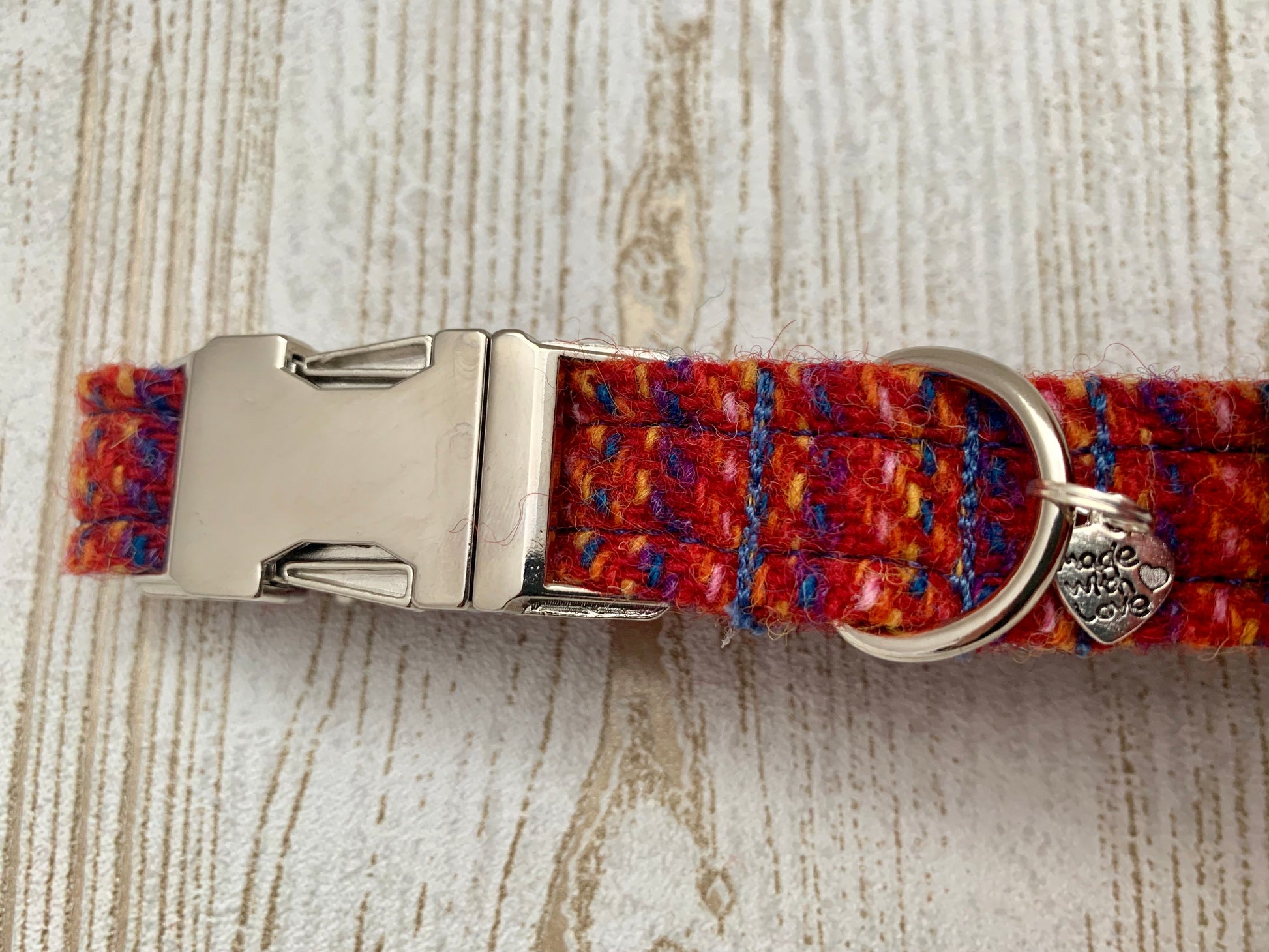 (Kelburn) Harris Tweed Bow Tie Dog Collar - Red Kaona - BOWZOS
