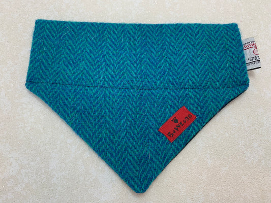 (Luskentyre) Bowzos Harris Tweed Bandana - Aquamarine Herringbone - BOWZOS