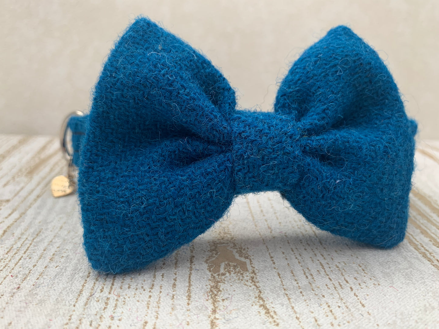 (Bonnie) Harris Tweed Bow Tie Dog Collar - Blue - BOWZOS