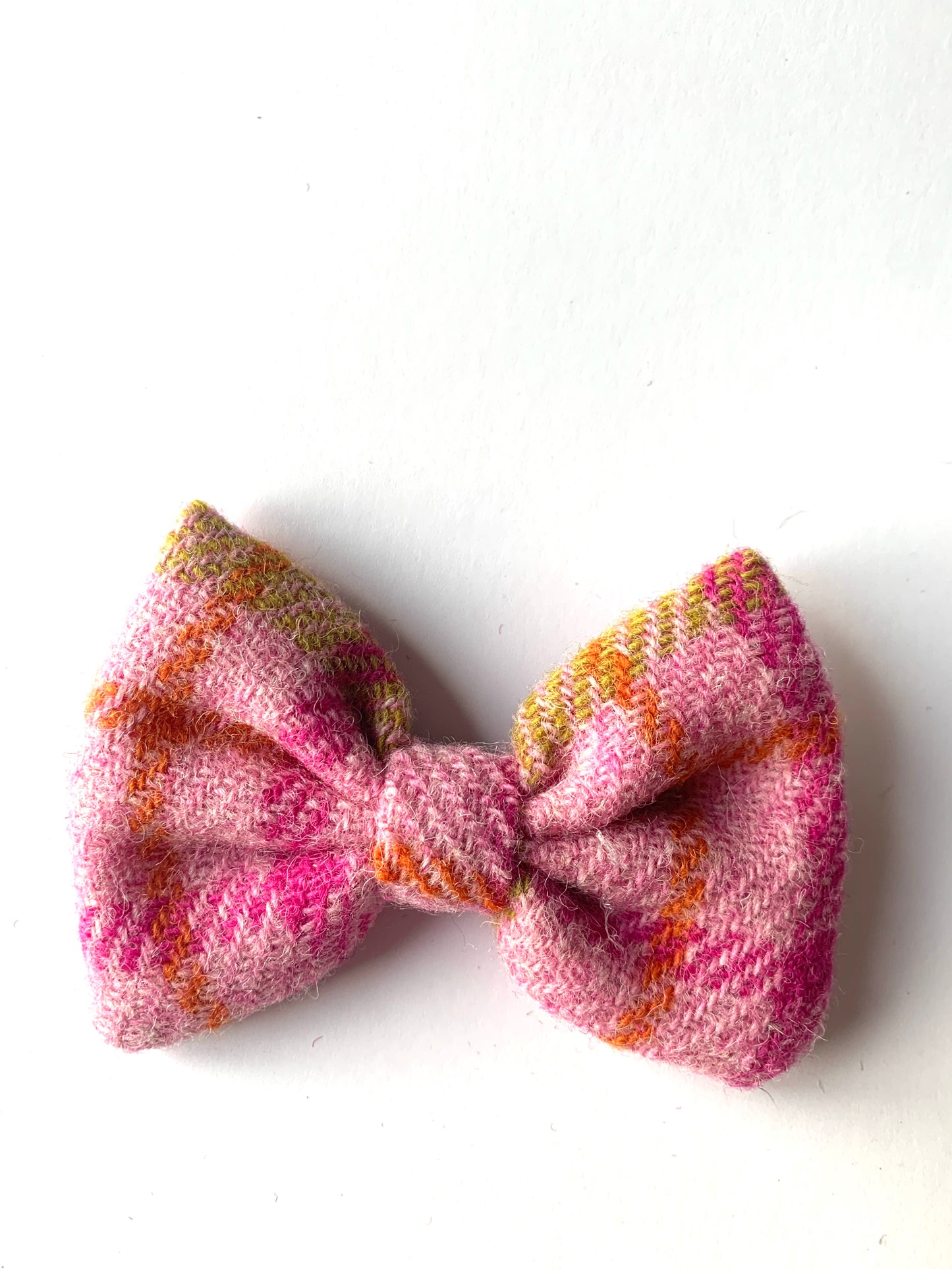 (Isla) Bowzos Bow - Harris Tweed® Baby Pink Check
