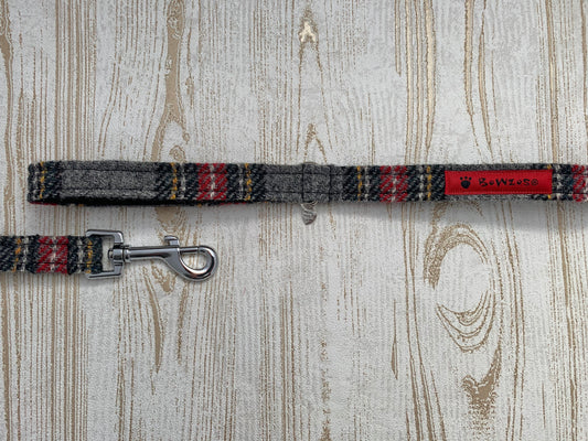 Dog Lead - Grey Stewart Tartan - BOWZOS