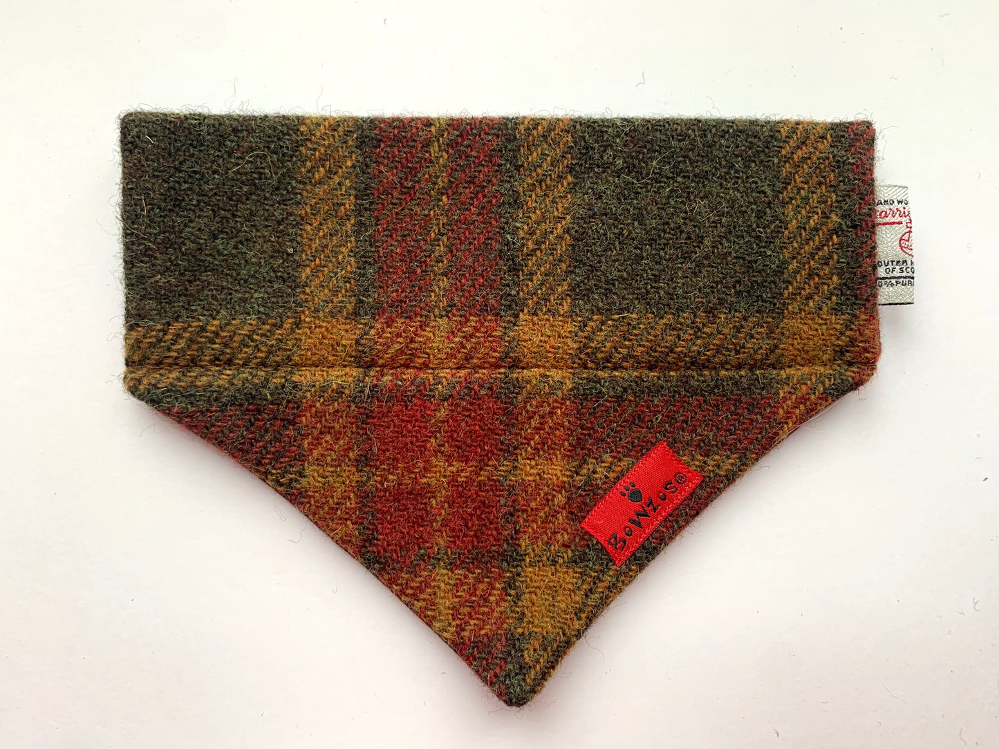 (Stornoway) Bowzos Harris Tweed® Bandana - Chestnut & Mustard Check