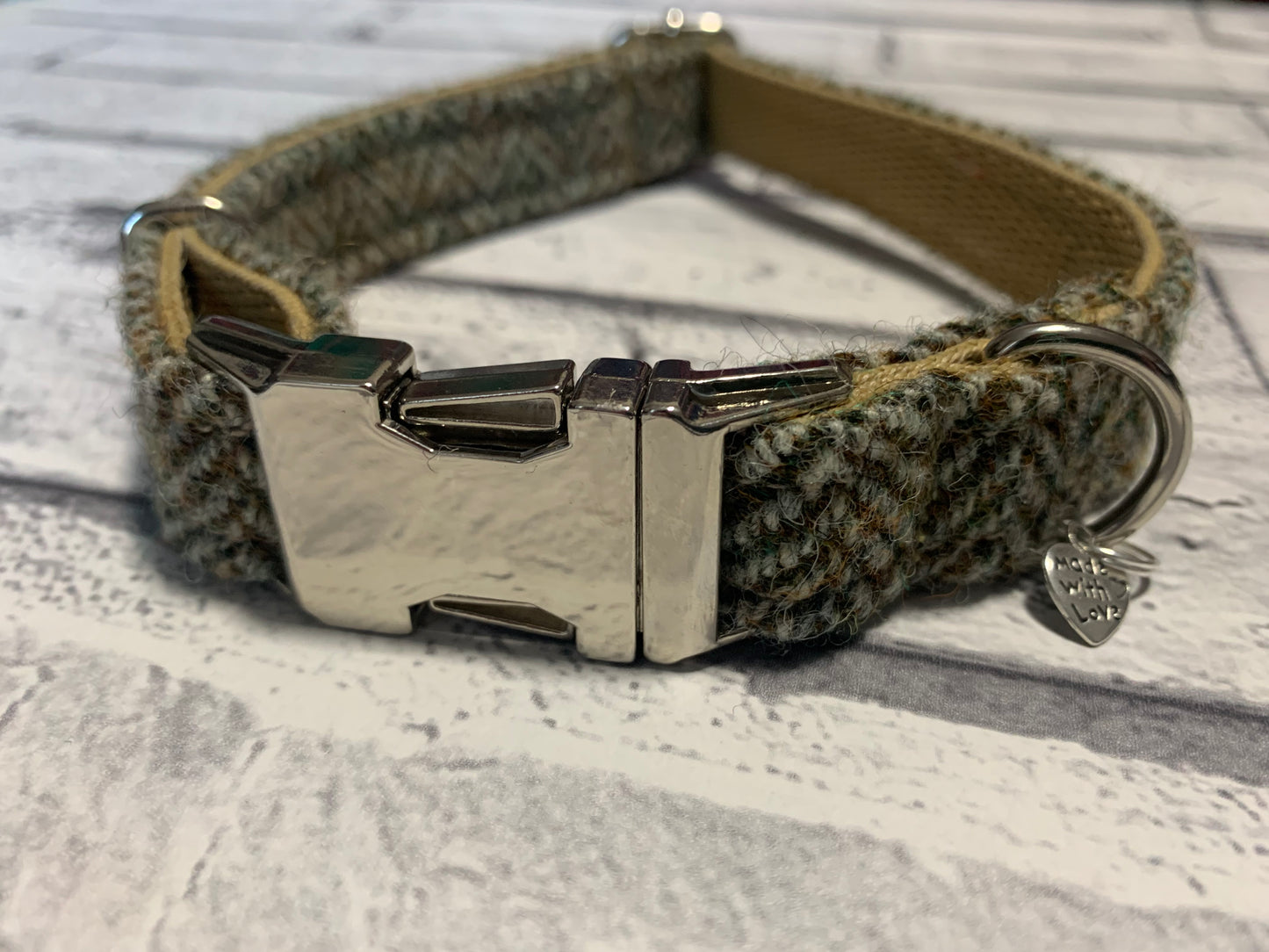 (Beige) Harris Tweed® Dog Collar - Beige Herringbone