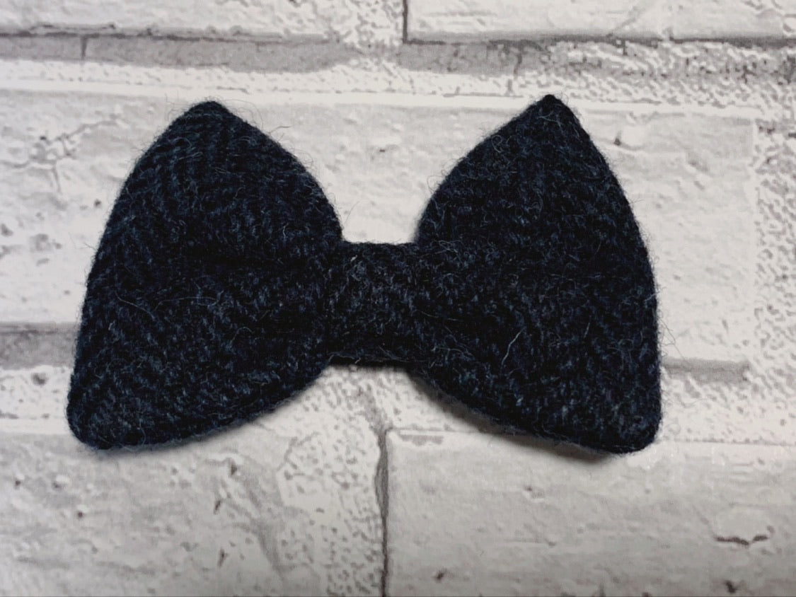 (Navy Herringbone) Bowzos Bow - Harris Tweed®