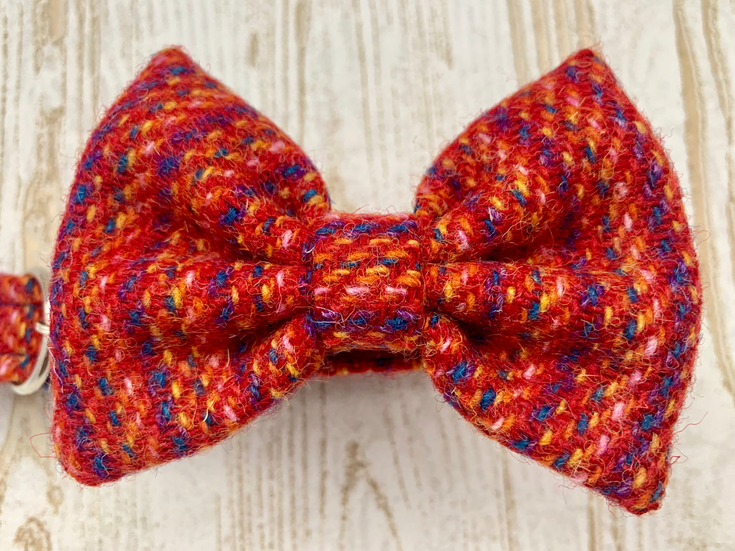 (Kelburn) Harris Tweed Bow Tie Dog Collar - Red Kaona - BOWZOS
