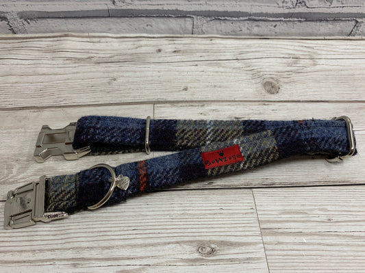 (Mackenzie) Harris Tweed Dog Collar - MacKenzie Tartan - BOWZOS