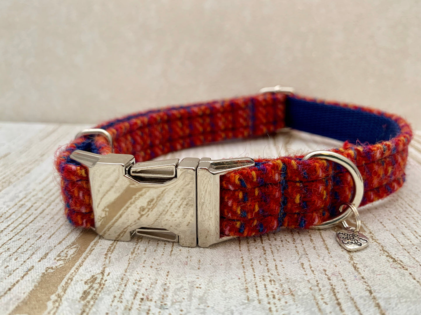 (Kelburn) Harris Tweed Bow Tie Dog Collar - Red Kaona - BOWZOS