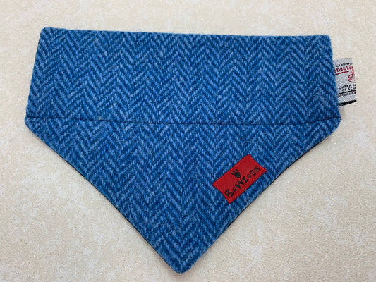 (Scarista) Bowzos Harris Tweed Bandana - Blue Herringbone - BOWZOS