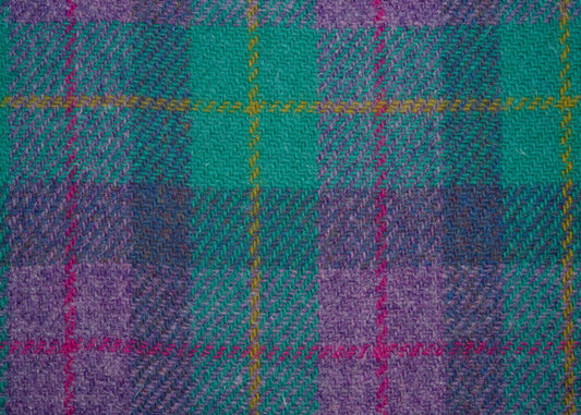 (Hebrides) Harris Tweed® Dog Lead - Jade/Purple Check