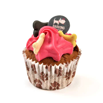BARKING BAKERY - ICED WOOFIN CUPCAKE WITH PINK FROSTING - BOWZOS