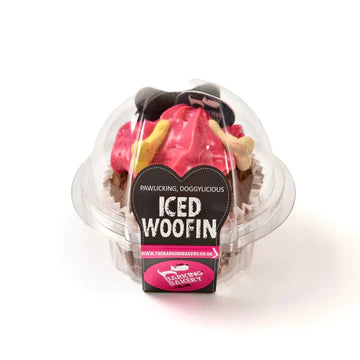 BARKING BAKERY - ICED WOOFIN CUPCAKE WITH PINK FROSTING - BOWZOS