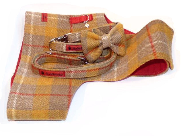 (Urquhart) Bowzos Waistcoat - Harris Tweed Mustard & Beige Check - BOWZOS