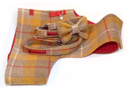 (Urquhart) Bowzos Waistcoat - Harris Tweed Mustard & Beige Check - BOWZOS