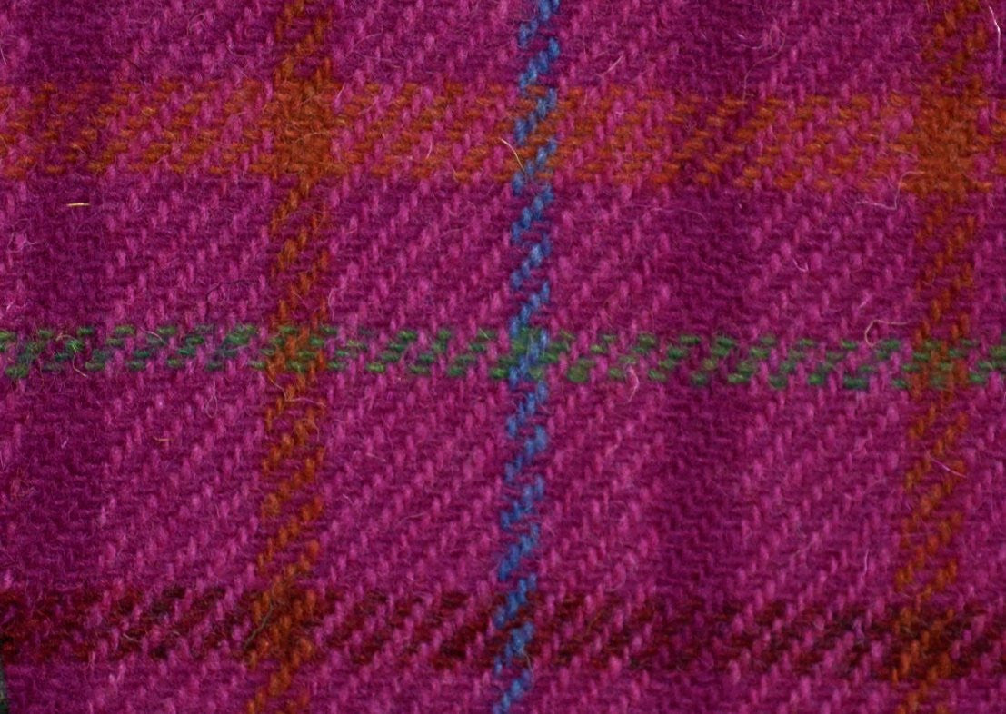 (Iona) Harris Tweed Bow Tie Dog Collar - Cerise Pink Check - BOWZOS