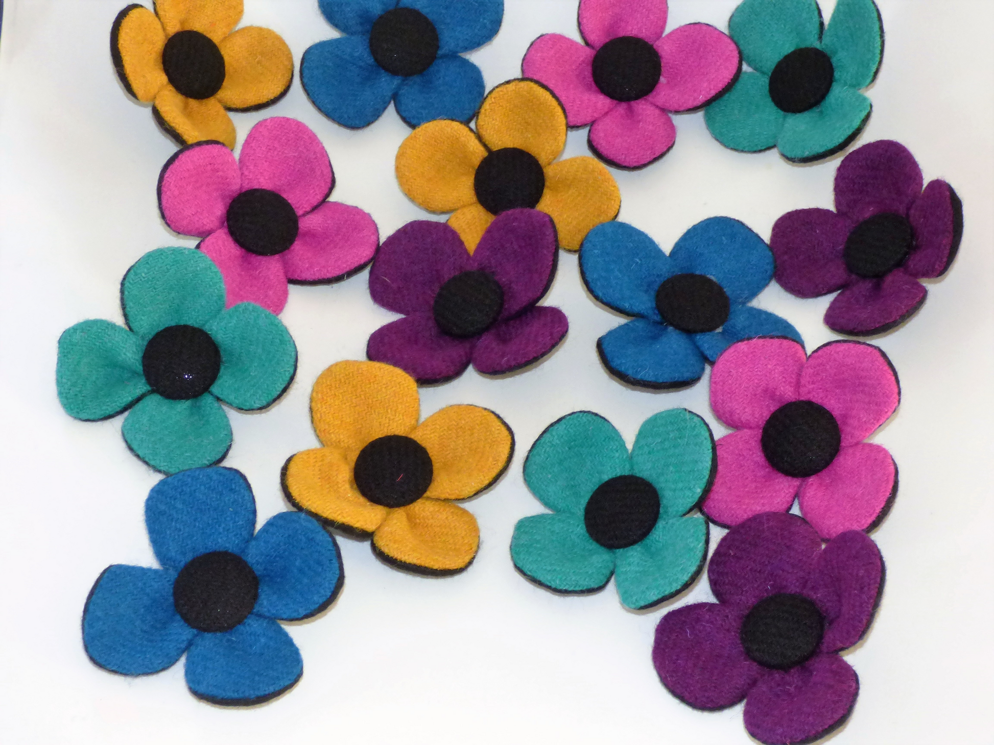 Bright Harris Tweed Flower Collar Accessory - Various Colours - BOWZOS