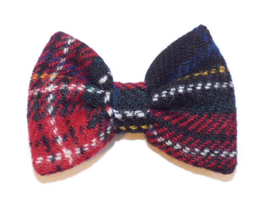 Bowzos Bow - Harris Tweed Black Stewart Tartan - BOWZOS