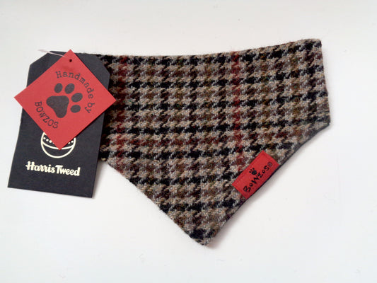 Bowzos Harris Tweed Bandana - Brown Houndstooth - BOWZOS