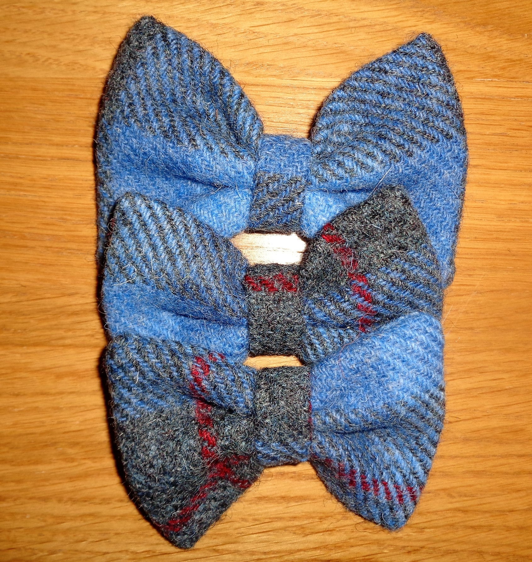 (Skye) Bowzos Bow - Harris Tweed Blue/Grey Check - BOWZOS