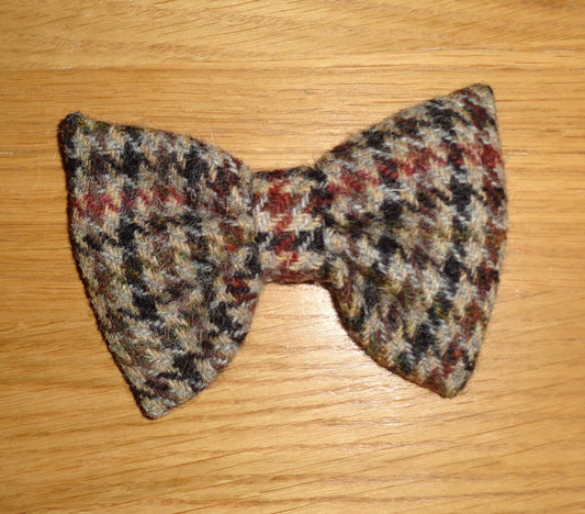 Bowzos Bow - Harris Tweed Brown Houndstooth - BOWZOS