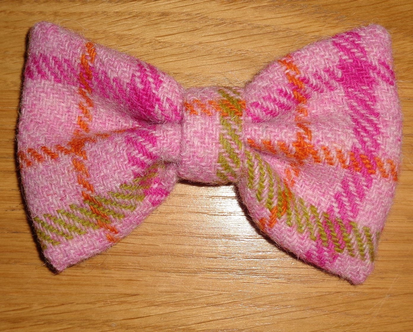 (Isla) Bowzos Bow - Harris Tweed Baby Pink Check - BOWZOS