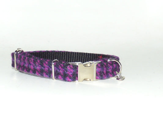 (Hetty) Houndstooth Harris Tweed Dog Collar - BOWZOS