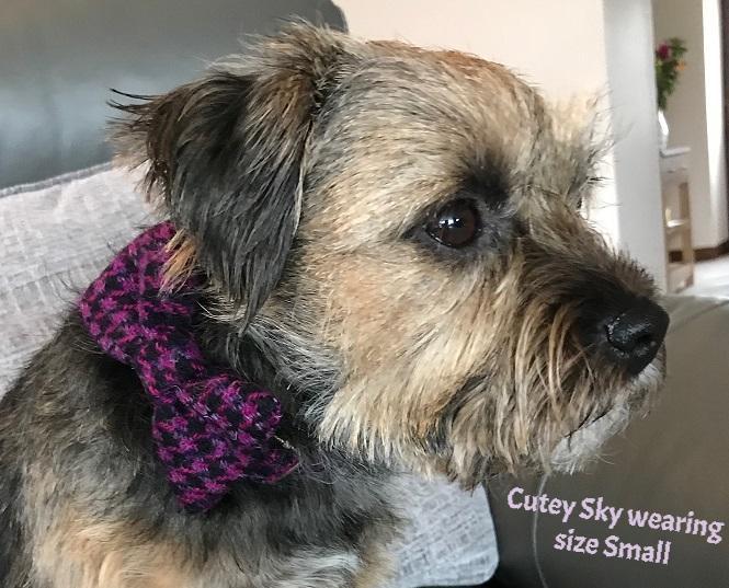 (Hetty) Houndstooth Harris Tweed Bow Tie Dog Collar - BOWZOS