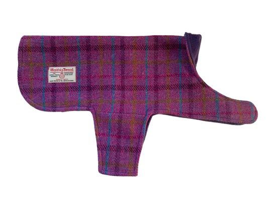 (Jura) Harris Tweed Dog Coat - Purple Check - BOWZOS
