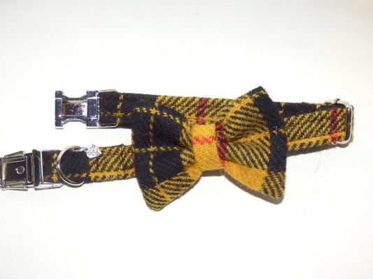 Harris Tweed Bow Tie Dog Collar - MacLeod Modern Dress Tartan - BOWZOS