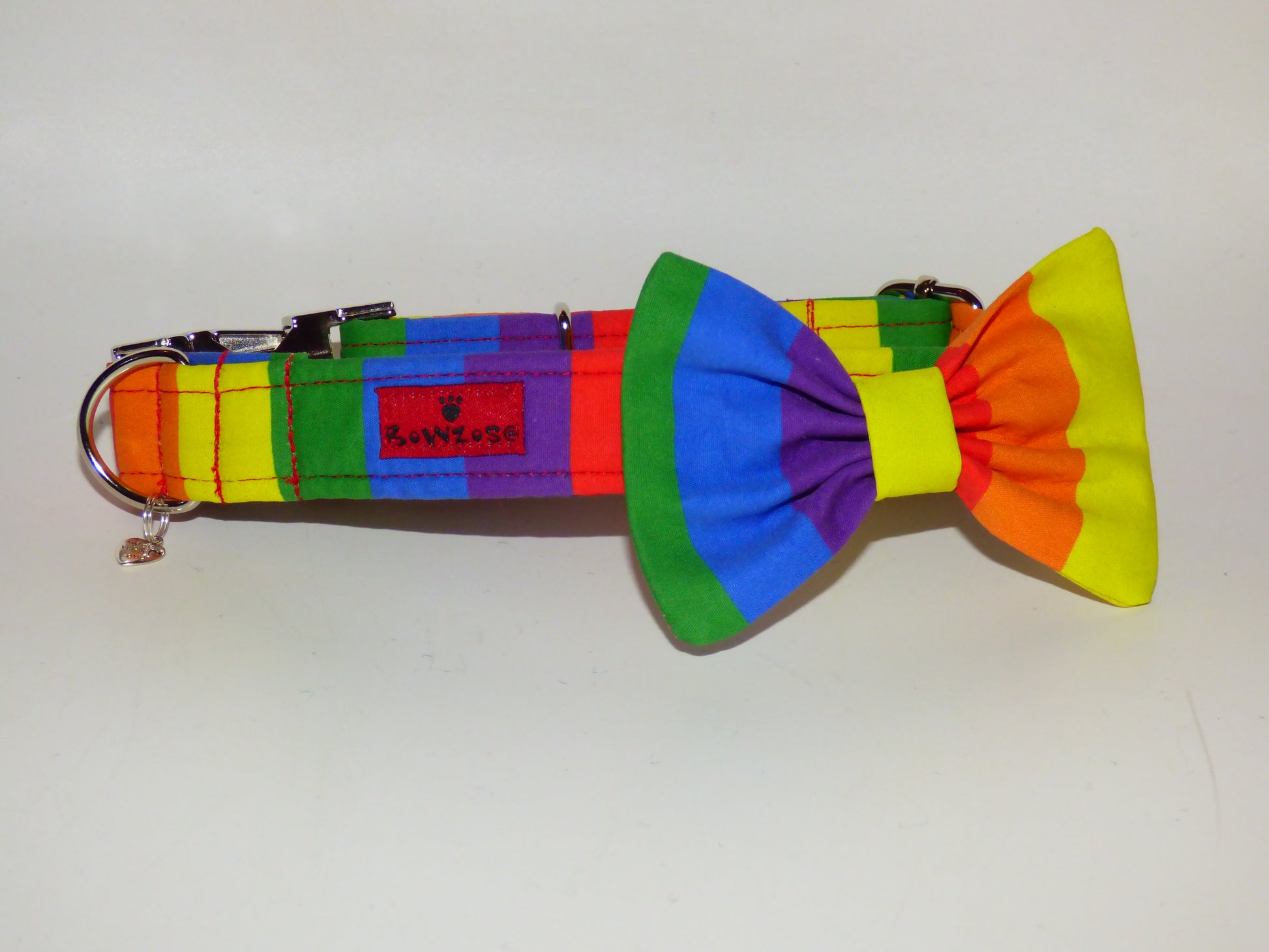 Bowzos Bow Tie Dog Collar - Pawride Rainbow - BOWZOS