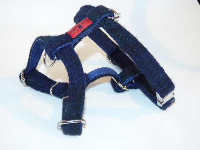 (Black Watch) Harris Tweed Harness - Black Watch Tartan - BOWZOS
