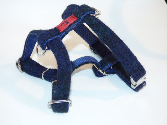 (Black Watch) Harris Tweed Harness - Black Watch Tartan - BOWZOS