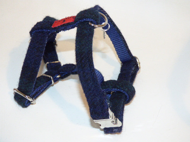 (Black Watch) Harris Tweed Harness - Black Watch Tartan - BOWZOS